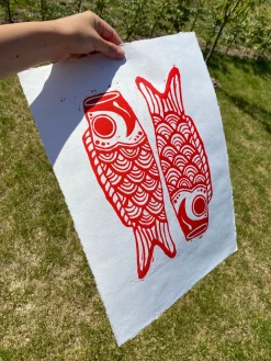 Koinobori (linoleumstryk)