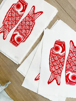 Koinobori (linoleumstryk)