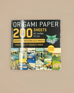 Origami papirblok med japanske træsnit (200 ark - 21x21 cm)