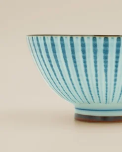 Skål med lyseblå, elegante striber